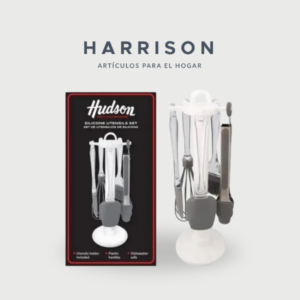 SET HUDSON DE 5 UTENSILIOS DE SILICONA CON BASE COLGANTE Harrison Hogar