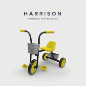 TRICICLO PARA NIÑOS RUEDAS MACIZAS DOBLE CANASTO Harrison Hogar